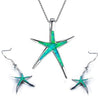 Classic Ocean Starfish Fire Opal Necklace & Earrings Trendy Wedding Jewelry Set-Jewelry Sets-Innovato Design-Green-Innovato Design