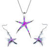 Classic Ocean Starfish Fire Opal Necklace & Earrings Trendy Wedding Jewelry Set