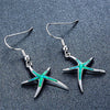Classic Ocean Starfish Fire Opal Necklace & Earrings Trendy Wedding Jewelry Set