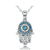 Hand of Fatima Cubic Zirconia 925 Sterling Silver Fashion Pendant Necklace