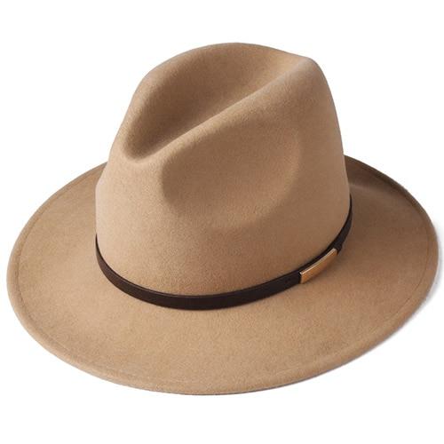 Luxury Unisex Wide Brim Vintage Australian Wool Felt Fedora Hat-Hats-Innovato Design-Khaki-L-Innovato Design