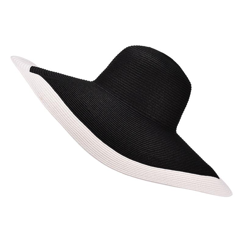 Extra Large Wide Brim Floppy Straw Sun Hat-Hats-Innovato Design-Black Top Black Brim-Innovato Design