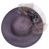 Floppy Wide Brim Floral Satin Sun Hat with Feathers