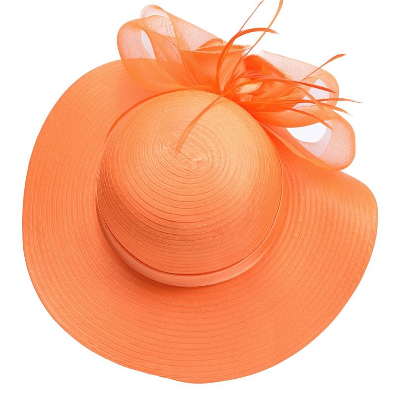 Floppy Wide Brim Floral Satin Sun Hat with Feathers-Hats-Innovato Design-Black-Innovato Design