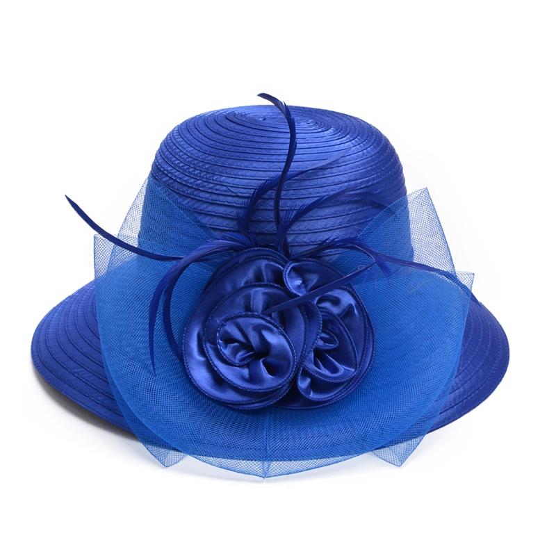 Floppy Wide Brim Floral Satin Sun Hat with Feathers-Hats-Innovato Design-Black-Innovato Design