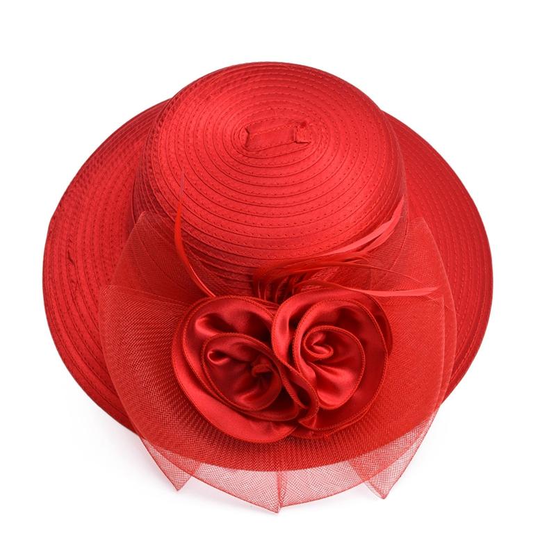Floppy Wide Brim Floral Satin Sun Hat with Feathers-Hats-Innovato Design-Black-Innovato Design