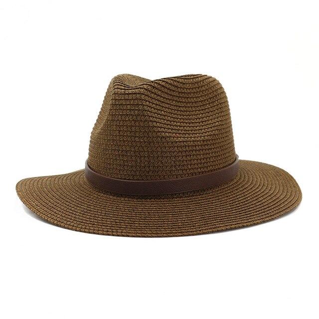 Vintage Straw Panama Hat with Leather Belt Bowknot-Hats-Innovato Design-Coffee-Innovato Design