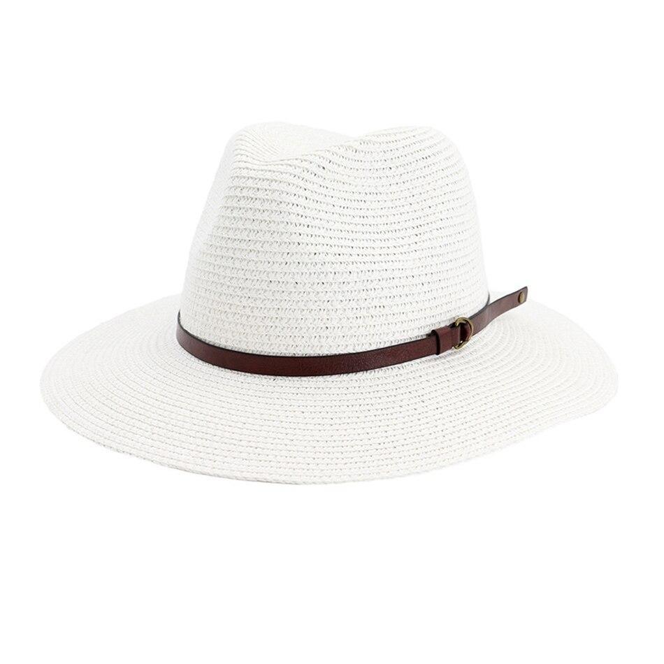 Straw Panama Hat with Buckled Belt-Hats-Innovato Design-Grey-Innovato Design