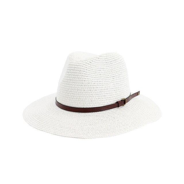 Straw Panama Hat with Buckled Belt-Hats-Innovato Design-White-Innovato Design