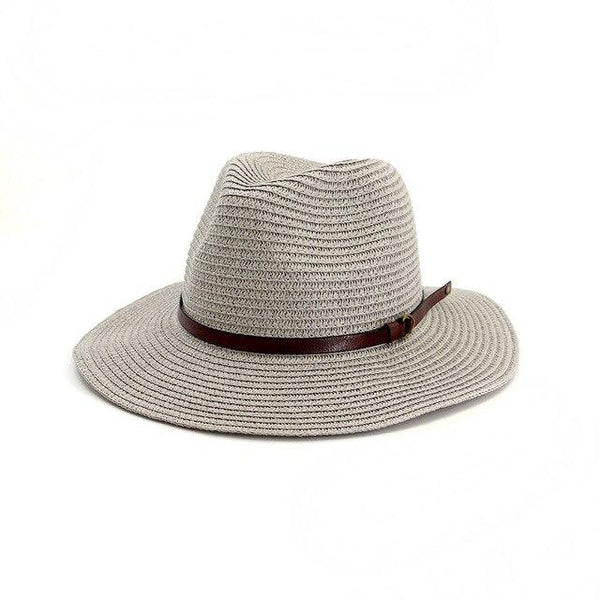 Straw Panama Hat with Buckled Belt