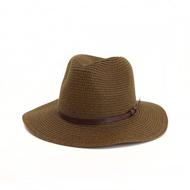 Straw Panama Hat with Buckled Belt-Hats-Innovato Design-Coffee-Innovato Design