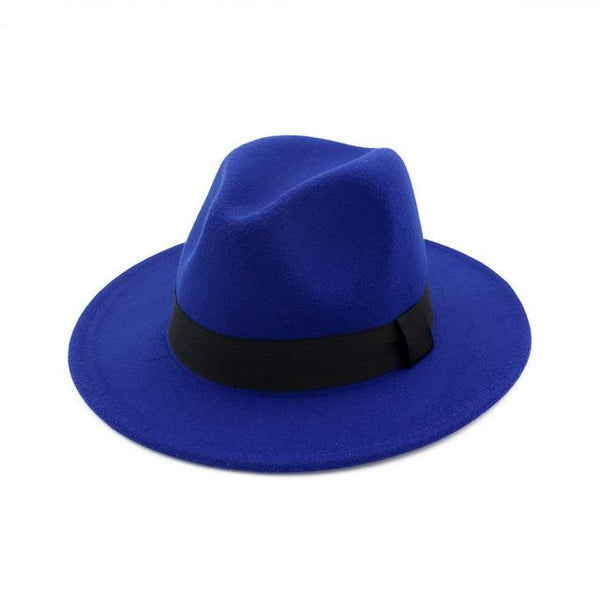 Classic Wide Brim Woolen Fedora Panama Sun Hat-Hats-Innovato Design-Sapphire-Innovato Design