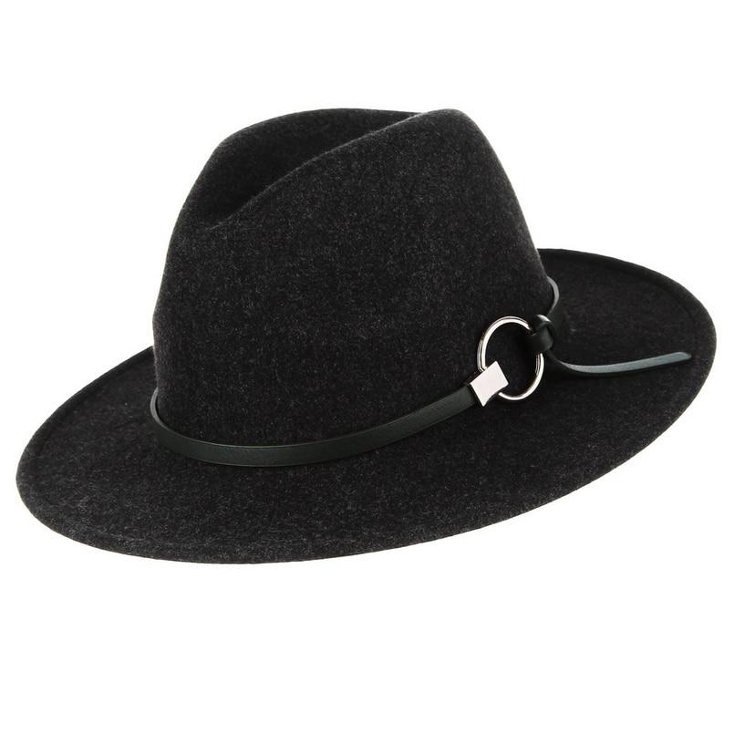Wide Brim Wool Felt Fedora Hat with Buckled Black Leather Belt Hatband-Hats-Innovato Design-Beige-Innovato Design