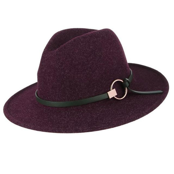 Wool Felt Wide Brim Fedora Hat Adjustable with Interchangeable Belts LADYBRO Fedora Hats for Women Wide Brim Hat, Incld 3 Decor  main image 4