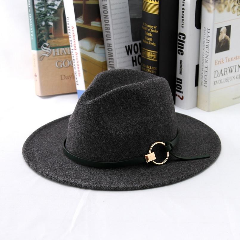Wide Brim Wool Felt Fedora Hat with Buckled Black Leather Belt Hatband-Hats-Innovato Design-Beige-Innovato Design