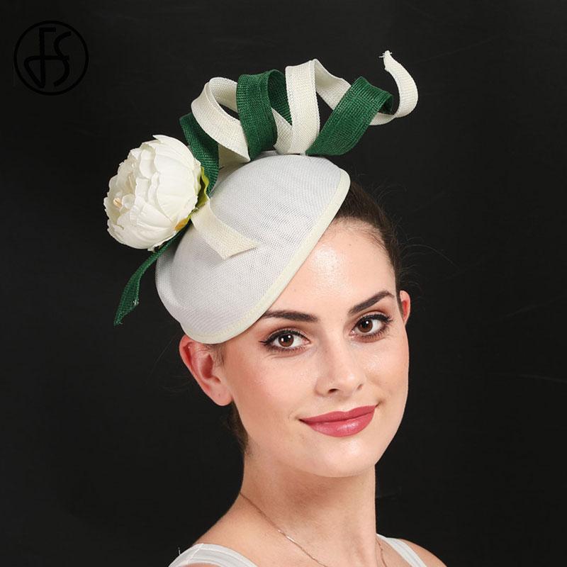 White Hair Clip Pillbox Fascinator Hat with Beige Flower-Hats-Innovato Design-Innovato Design