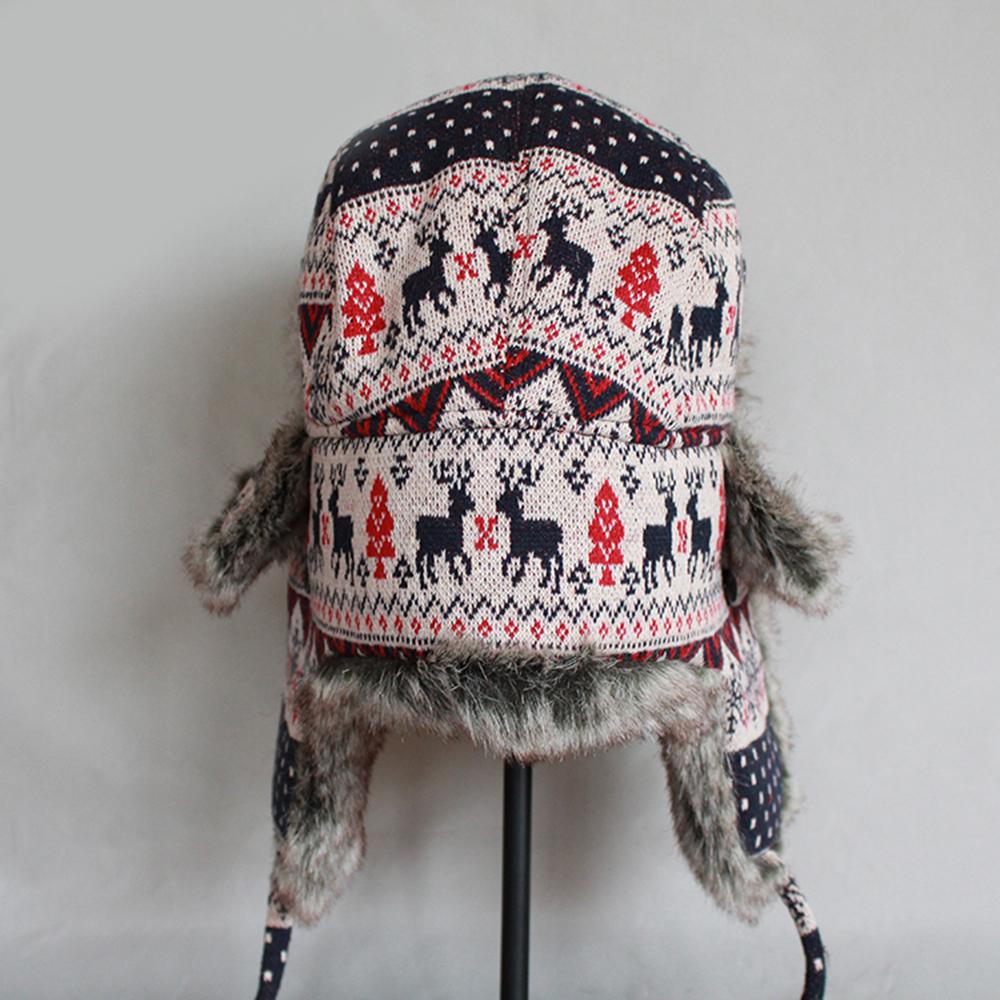 Soft Thick Knitted Fur Christmas Bomber Hat with Earflaps-Hats-Innovato Design-Beige-M-Innovato Design