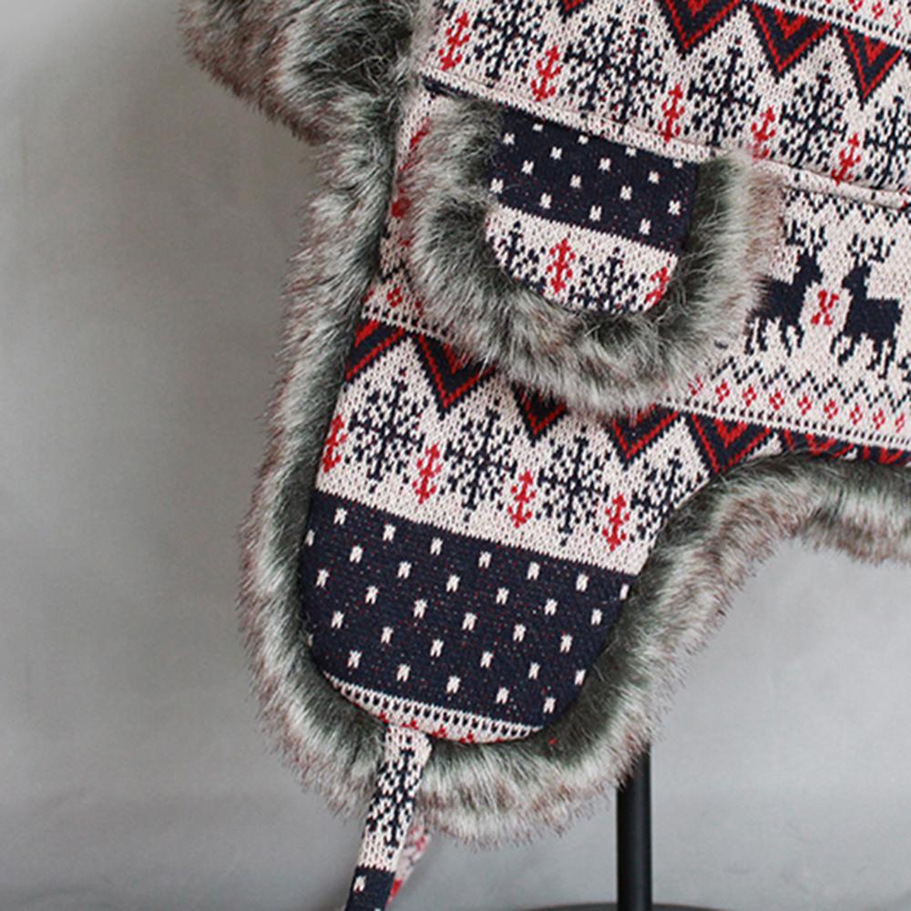 Soft Thick Knitted Fur Christmas Bomber Hat with Earflaps-Hats-Innovato Design-Beige-M-Innovato Design