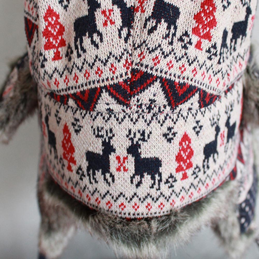 Soft Thick Knitted Fur Christmas Bomber Hat with Earflaps-Hats-Innovato Design-Beige-M-Innovato Design