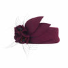 Flower Wool Pillbox Fascinator Hat with Netted Veil