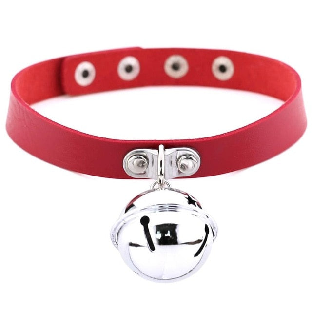 Bell Pendant Choker Collar Leather Gothic Harajuku Necklace-Necklace-Innovato Design-Red-Innovato Design