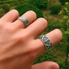 Geometric Shapes Signet 999 Genuine Silver Adjustable Vintage Punk Rock Ring