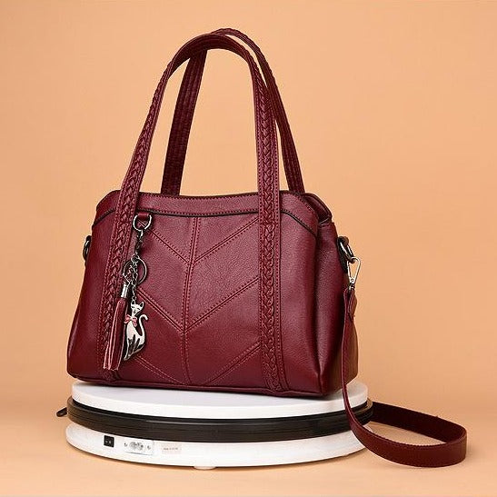 Luxury Tassel Genuine Leather Tote Bag, Shoulder Bag and Handbag-Handbags-Innovato Design-Purple-Innovato Design