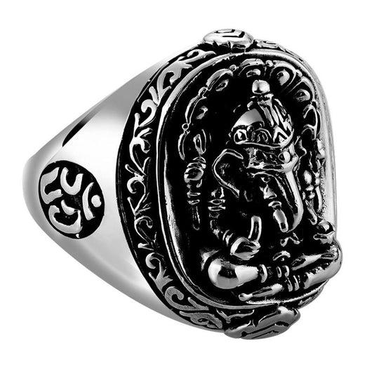 Elephant Buddha 925 Sterling Silver Vintage Punk Ring-Rings-Innovato Design-7-Innovato Design