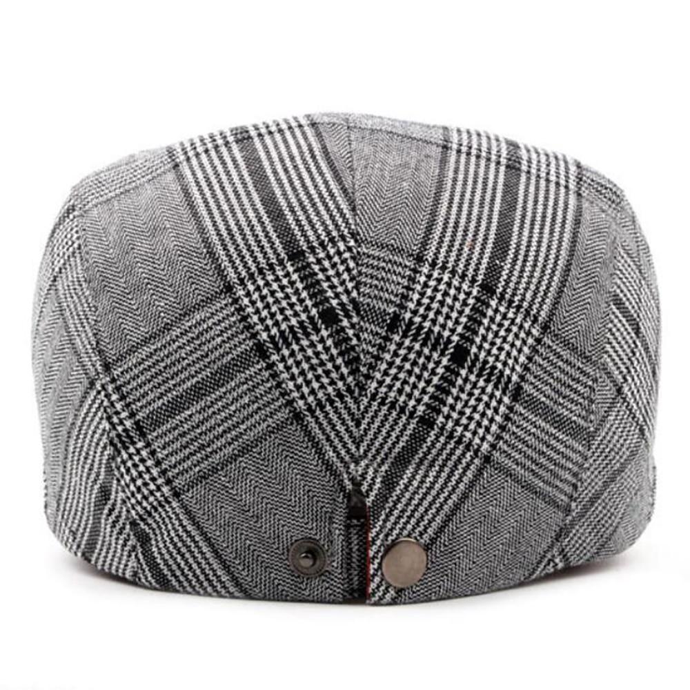 Plaid Cotton Blend Ivy Flat Cap-Hats-Innovato Design-Brown-Innovato Design