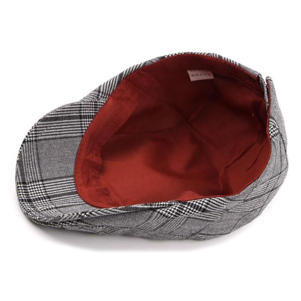Plaid Cotton Blend Ivy Flat Cap-Hats-Innovato Design-Brown-Innovato Design