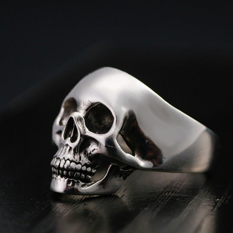 Gothic Silver Skull with Domineering Teeth 925 Sterling Silver Vintage Punk Rock Ring-Gothic Rings-Innovato Design-6-Innovato Design