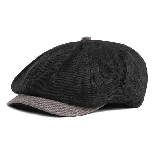 Cotton Octagonal Newsboy Cap-Hats-Innovato Design-Black-Innovato Design
