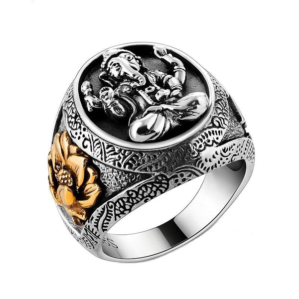 100%925 Sterling Silver Thai Silver Domineering Thai Silver Buddha Magic  Ring Retro Opening Ring Free Shipping - Rings - AliExpress