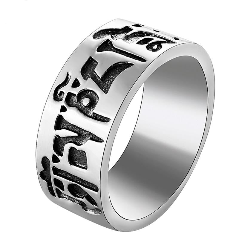 8mm Mantra Signet 925 Sterling Silver Vintage Ring-Gothic Rings-Innovato Design-10-Innovato Design