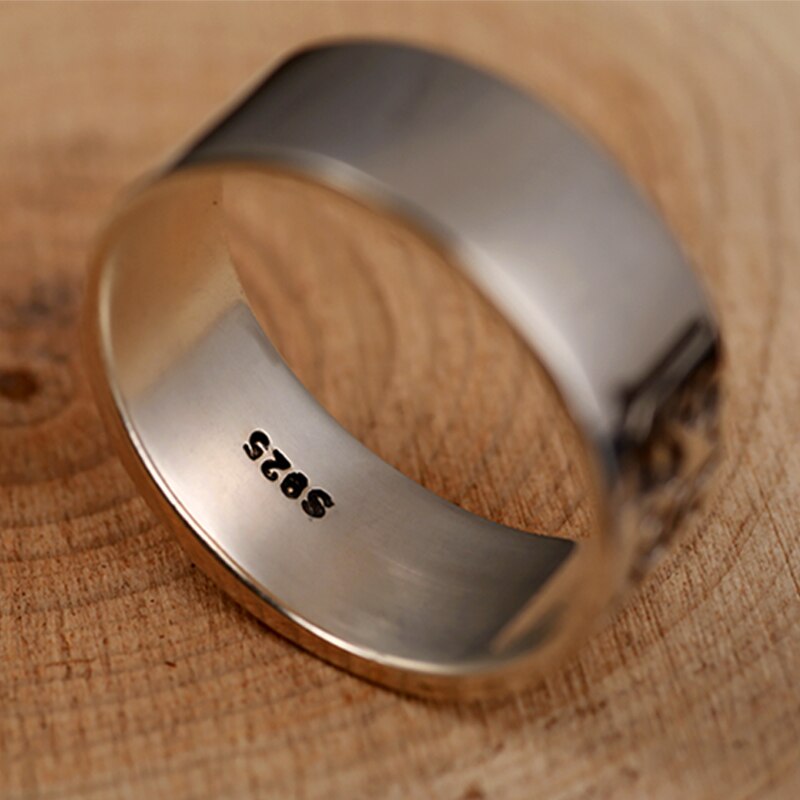 8mm Mantra Signet 925 Sterling Silver Vintage Ring-Gothic Rings-Innovato Design-6-Innovato Design