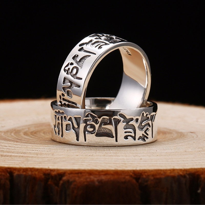 8mm Mantra Signet 925 Sterling Silver Vintage Ring-Gothic Rings-Innovato Design-6-Innovato Design