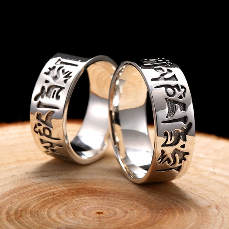 8mm Mantra Signet 925 Sterling Silver Vintage Ring-Gothic Rings-Innovato Design-6-Innovato Design