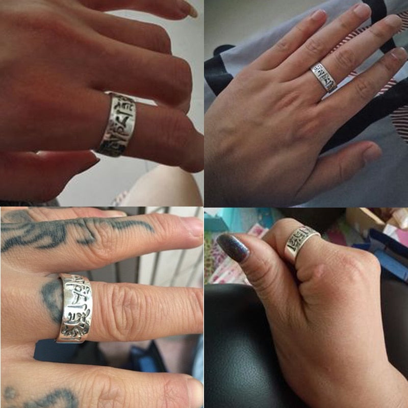 8mm Mantra Signet 925 Sterling Silver Vintage Ring-Gothic Rings-Innovato Design-6-Innovato Design