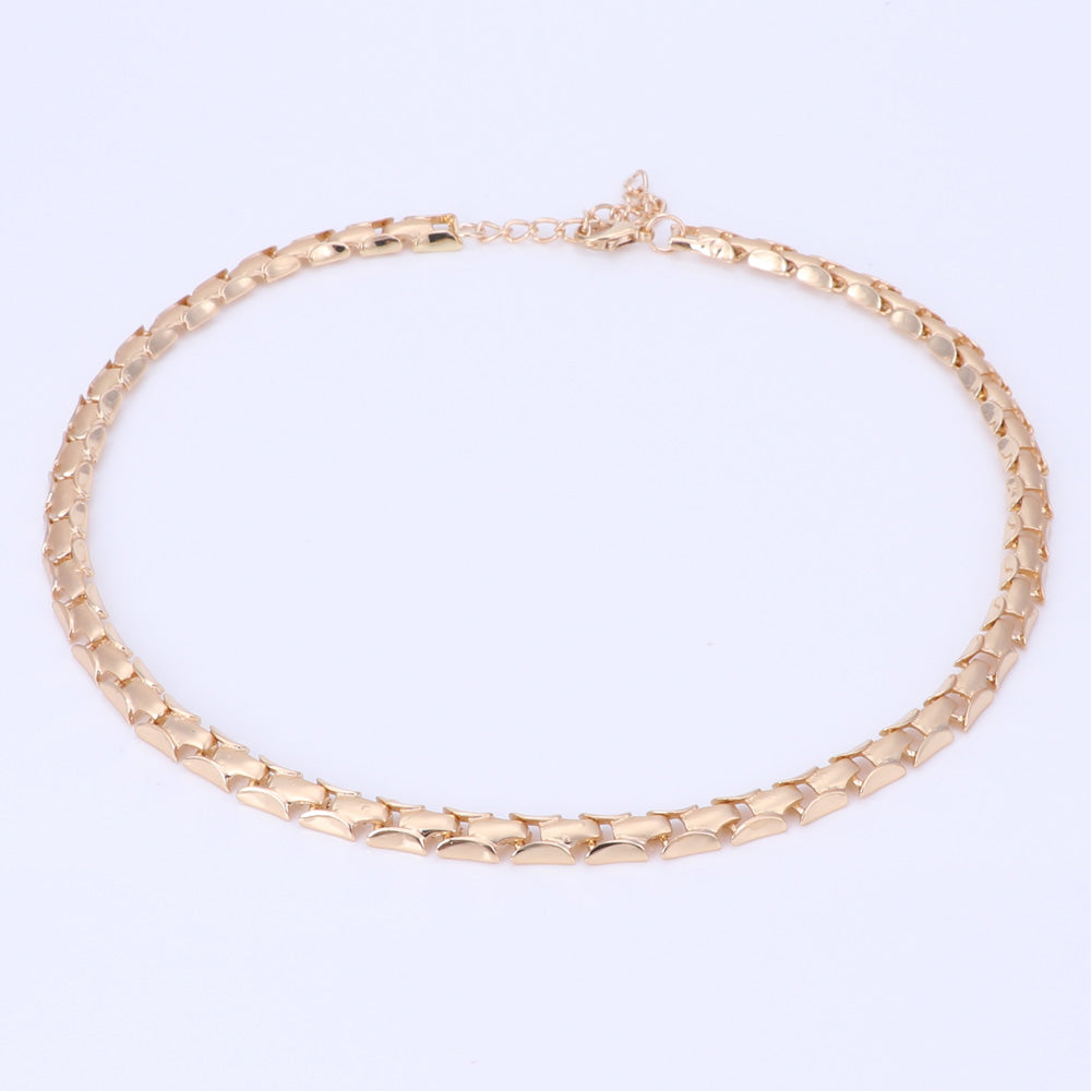 Gold/Silver Spine Link Necklace, Bracelet, Earrings & Ring Wedding Statement Jewelry Set-Jewelry Sets-Innovato Design-Silver-Innovato Design