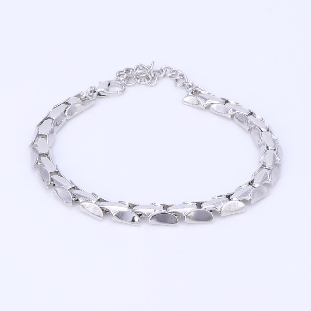 Gold/Silver Spine Link Necklace, Bracelet, Earrings & Ring Wedding Statement Jewelry Set-Jewelry Sets-Innovato Design-Silver-Innovato Design