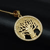 Paved Crystal-Studded Gold-Plated Tree of Life Bling Stainless Steel Hip-hop Pendant Necklace-Necklaces-Innovato Design-Innovato Design