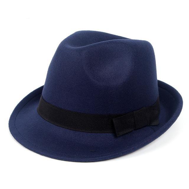 Wool Felt Trilby Hat with Black Hatband-Hats-Innovato Design-Navy-Innovato Design