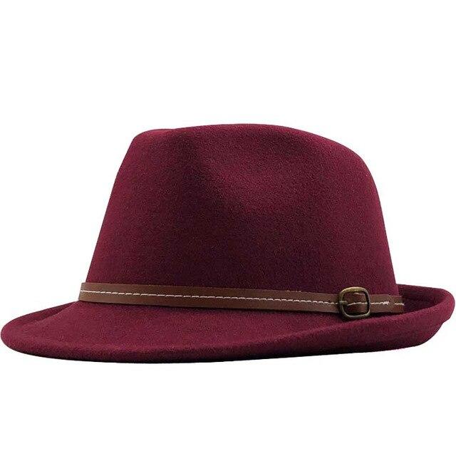 Wool Felt Trilby Fedora Hat with Brown Belt Hatband-Hats-Innovato Design-Wine-Innovato Design