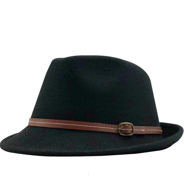 Wool Felt Trilby Fedora Hat with Brown Belt Hatband-Hats-Innovato Design-Black-Innovato Design