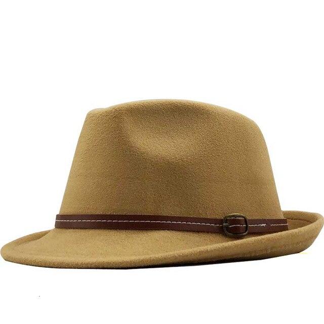 Wool Felt Trilby Fedora Hat with Brown Belt Hatband-Hats-Innovato Design-Khaki-Innovato Design