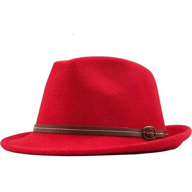 Wool Felt Trilby Fedora Hat with Brown Belt Hatband-Hats-Innovato Design-Red-Innovato Design