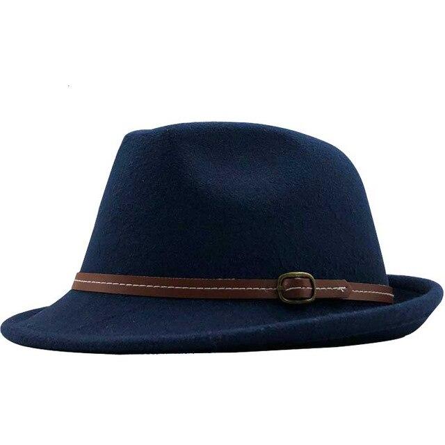 Wool Felt Trilby Fedora Hat with Brown Belt Hatband-Hats-Innovato Design-Navy-Innovato Design