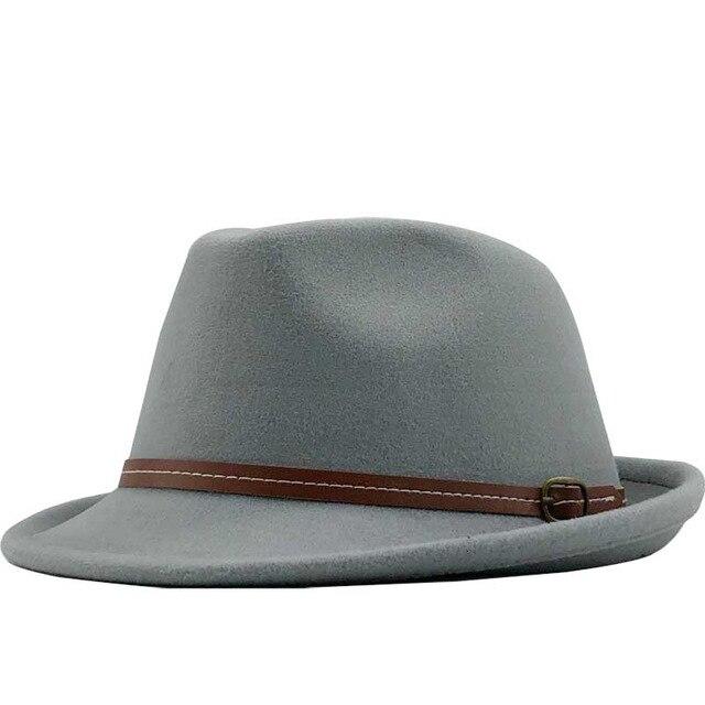 Wool Felt Trilby Fedora Hat with Brown Belt Hatband-Hats-Innovato Design-Light Grey-Innovato Design