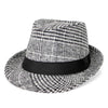 Vintage Wool Felt Plaid Fedora Trilby Hat with Black Hatband