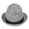 Vintage Wool Felt Plaid Fedora Trilby Hat with Black Hatband